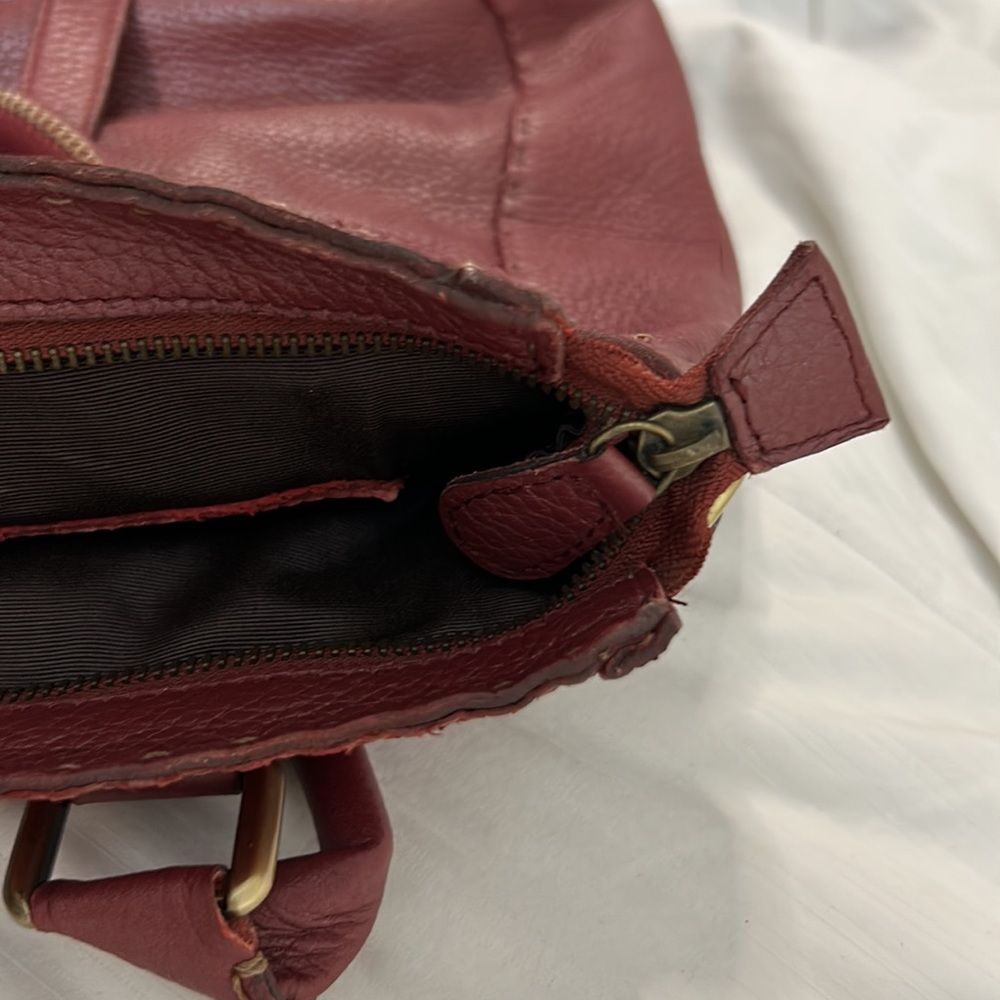 Carla Mancini Grace Wine Woven & Leather Large Shoulder Bag - Picture 7 of 9